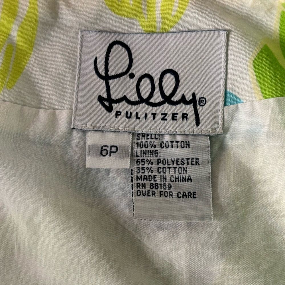 Lilly Pulitzer Classic Cool Water Yellow Green Aqua Print Preppy Skirt Size 6P - Picture 5 of 7